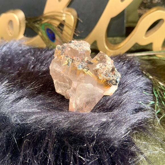 Premier Brazilian Rutilated Smokey Quartz & Tourmaline Showpiece 320 g, 4″×2.5″ - Picture 2 of 7